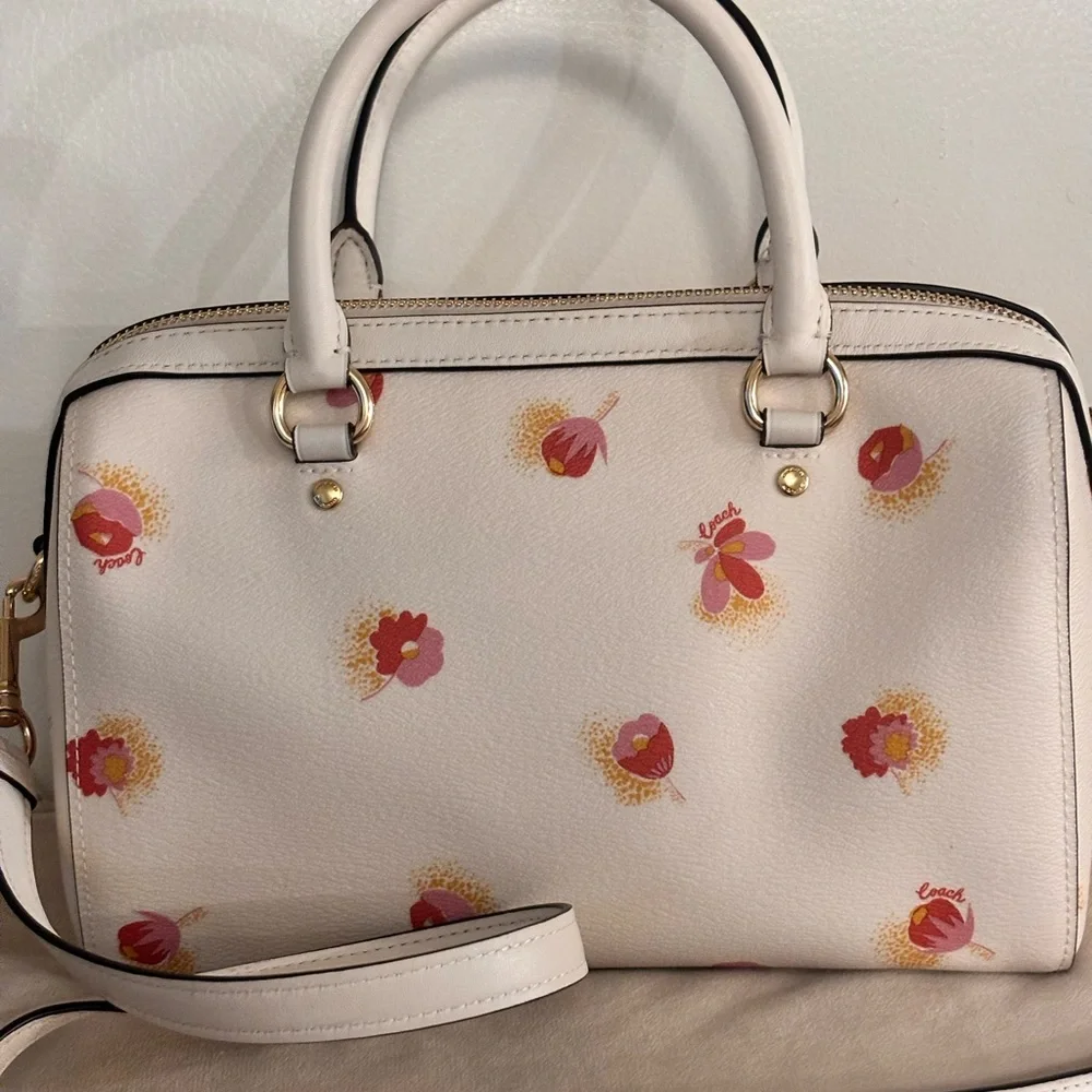 COACH C5801 Rowan Cream Floral Satchel NWOT RETAIL $398 - Picture 7 of 16
